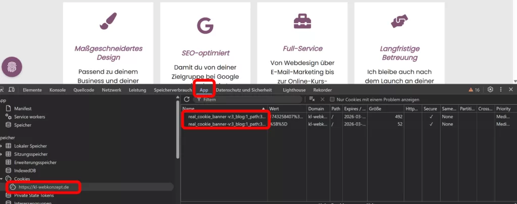 Chrome Devtools Cookies anzeigen